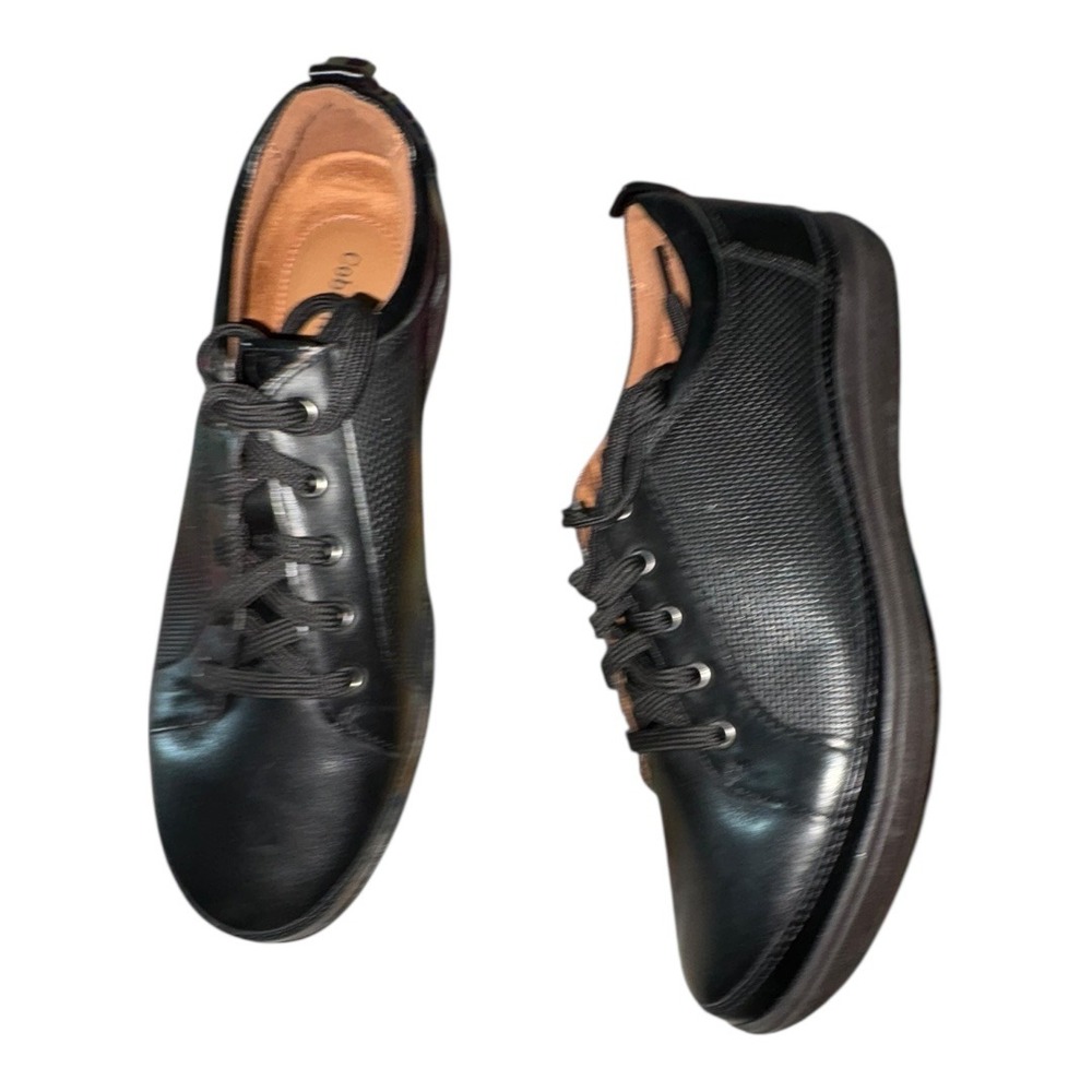 Cobb Hill‎ 7.5 Bailee Black Leather Lace Up Perforated Comfort Fashion Sneakers